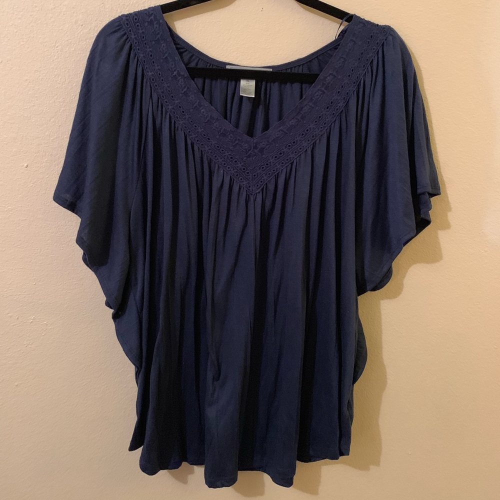 By Design embroidered neck top